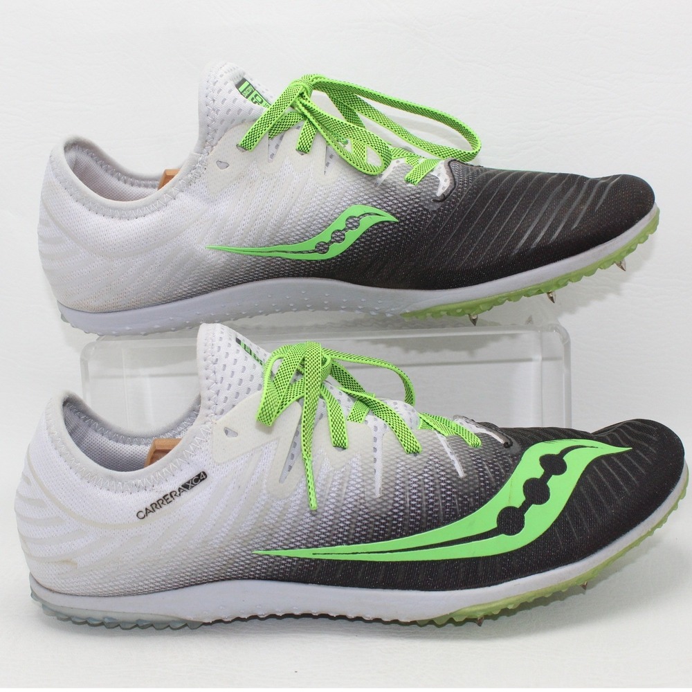 Saucony Carrera XC4 ISO Series‎ Mens 10.5 Cross Country Spikes White Black